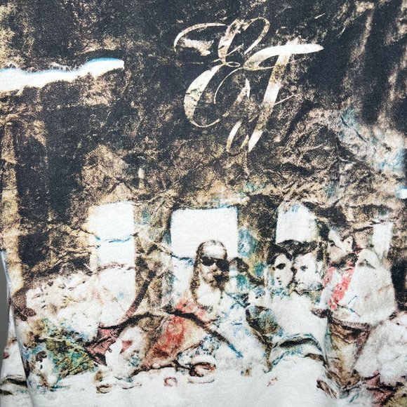 Elvis + Jesus Last Supper Black and White Graphic Art T-Shirt Size M - Picture 4 of 7